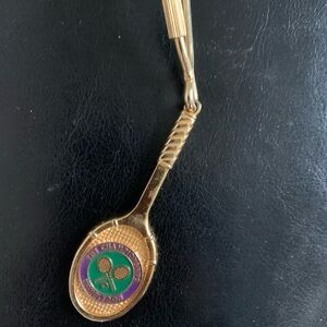Hard to Find Gold Tennis Racket Keychain with Wimbledon Logo
